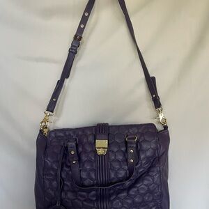 Badgley Mischka Quilted Purple Shoulder Bag